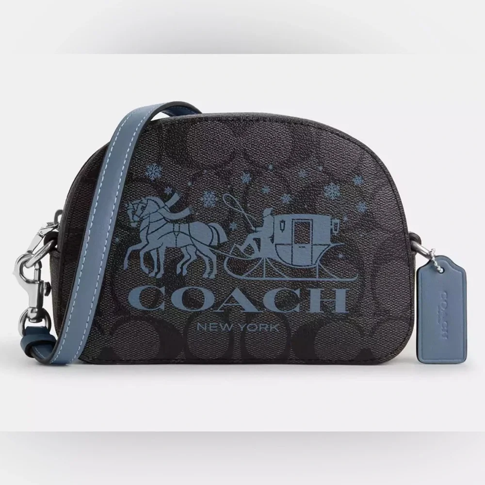 New Mini Serena Satchel in Signature Canvas with Horse and Sleigh